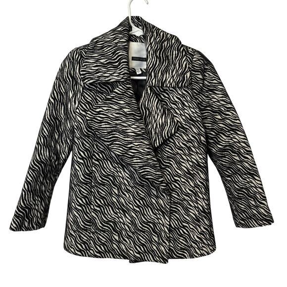 Tracy Reese Women's Blazer Animal Print Zebra Black & White Petite EUC - Picture 1 of 7